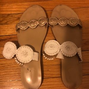Jack Rogers Platinum and White Sandals